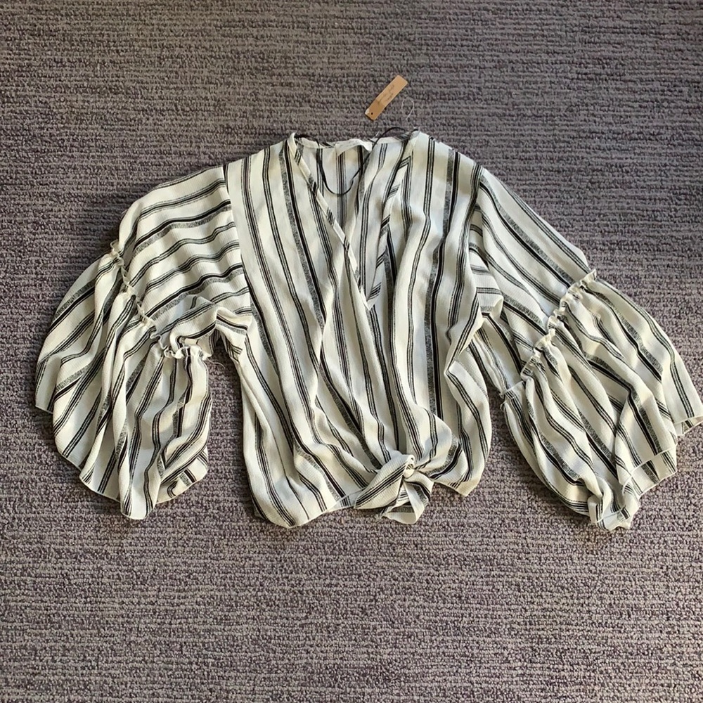 Black and White Lavender Field Blouse
